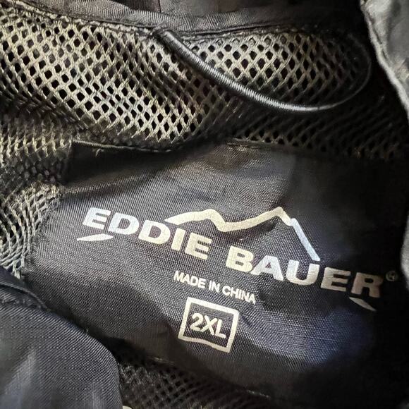 Eddie Bauer Packable Wind Jacket Mens XXL Windbreaker Full Zip Black Coat - Picture 5 of 9